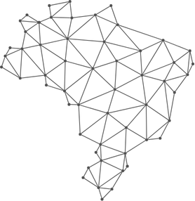 Mapa do Brasil representado por conexões, representando a conectividade do mundo pós-moderno.